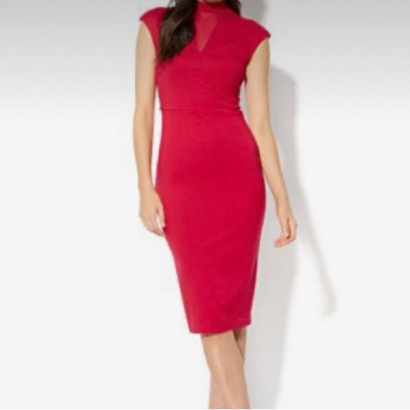 NEW YORK & COMPANY Mock Neck Mesh Midi Dress - Picture 3 of 4